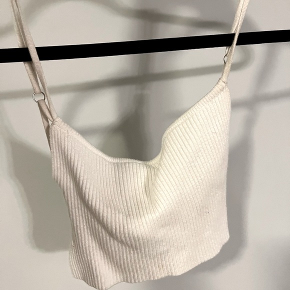 Look Twice Embroidered Open Back Tank Top (White)